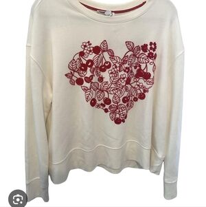 NWT Jane and Delancey womens heart with cherrys crew neck sweater size Medium